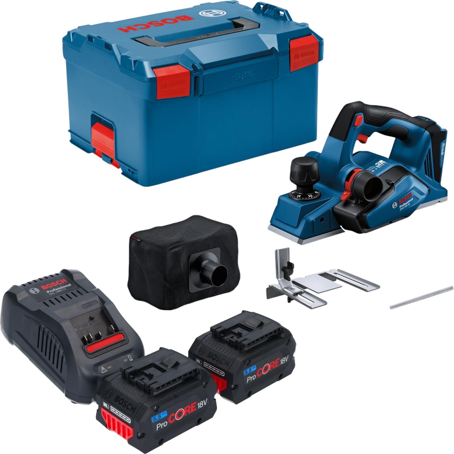 Thumbnail - Bosch Professional, Hobelmaschine, Bosch GHO 18V-26 Professional Akku Hobel 18 V 2,6 mm Brushless + 2x ProCORE Akku 5,5 ...