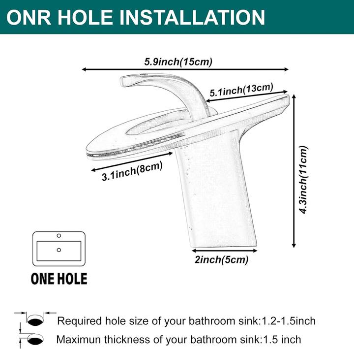Immagine prodotto Muyedrain MY8839W Wasserfall Waschtischarmatur