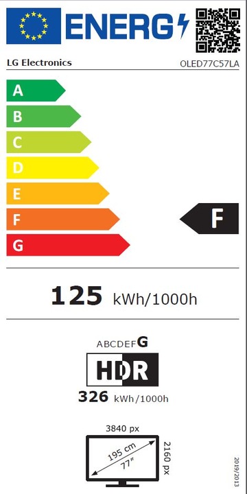 Energie-Label LG OLED77C57LA (77", C5, OLED, 4K, 2025)
