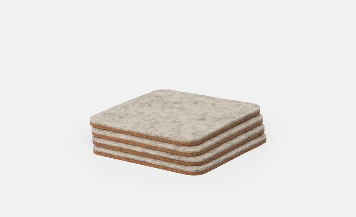 Oakywood Felt&Cork Coasters - Kleine Tischsets aus Wollfilz - Steingrau - (1 x, Glass coaster)