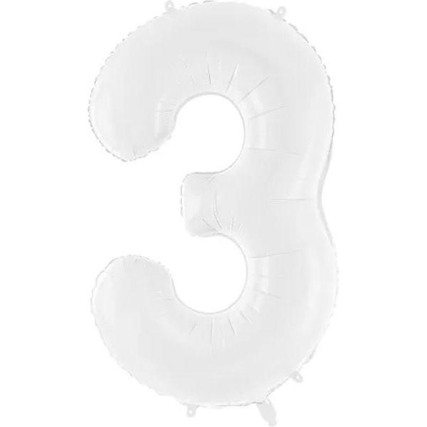 Partydeco Ballon alu Chiffre "3" Blanc