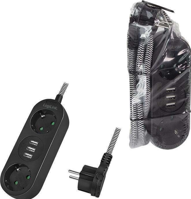 Actual product image LogiLink Power strip (2x, CEE 7/3, 1.50 m)