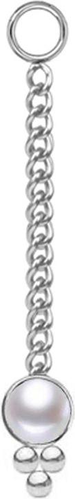 Actual product image Star Piercing Anhänger silber Kette mit Anhänger Perle weiss drei Kugeln (without brass, Mineral, Surgical steel 316L)