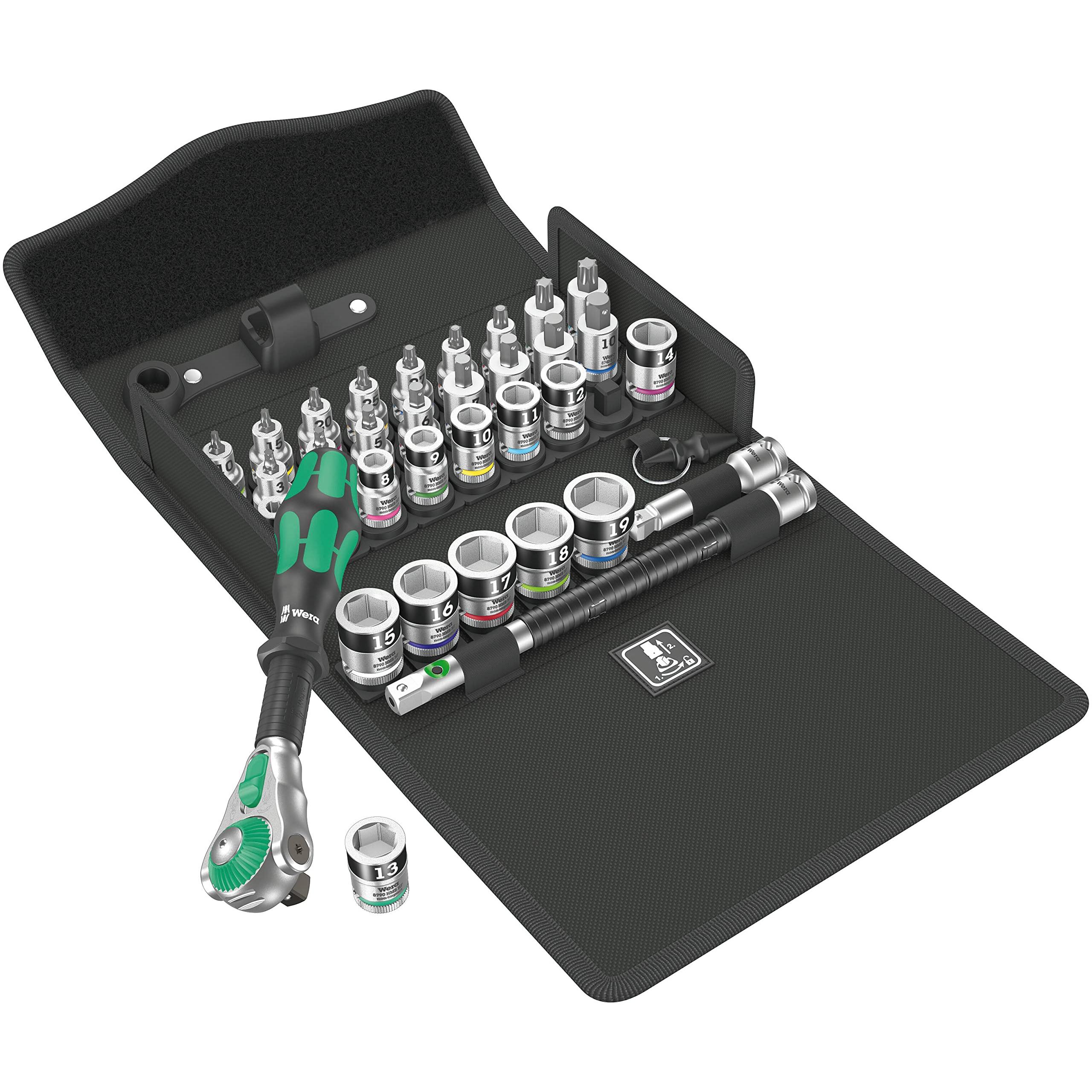 Wera, Steckschlüssel + Stecknuss, 8100 SB All-in Zyklop Speed-Knarrensatz (19 mm, 18 mm, 13 mm, 6 mm, 8 mm, 11 mm, 10  m...