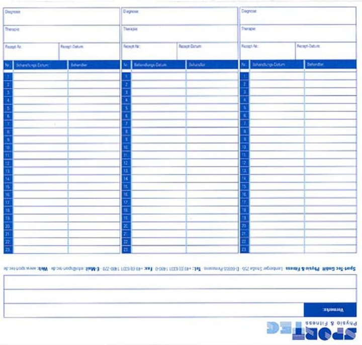 Immagine prodotto Sport-Tec Schede paziente, 100 pezzi, piegate in formato DIN A5 orizzontale (A5)