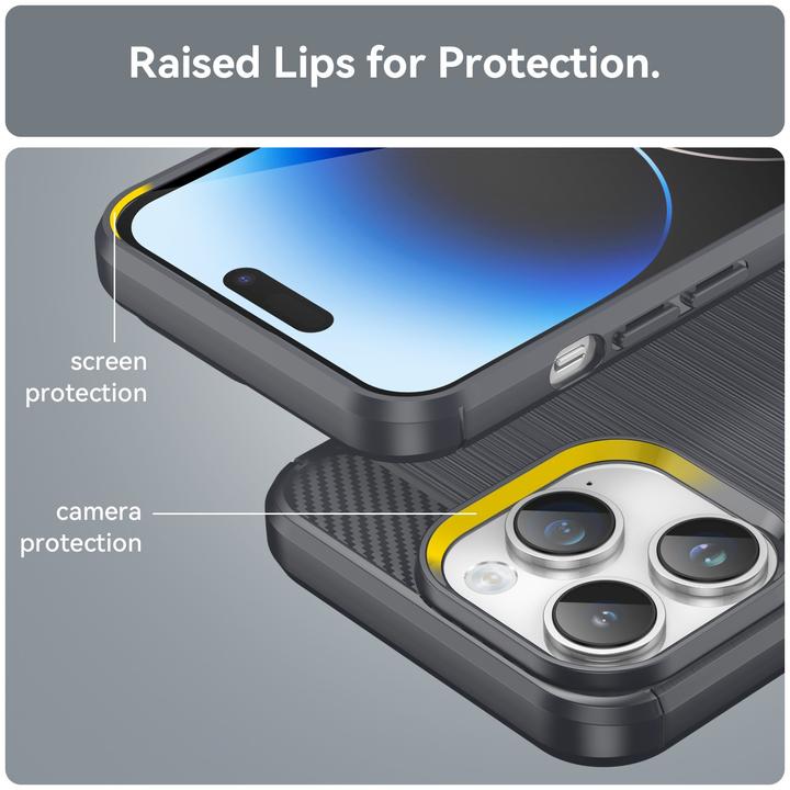 Image du produit Cadorabo Housse pour Apple iPhone 14 PRO en TPU Ultra Slim Carbone Inox Style Combi (Apple iPhone 14 Pro)