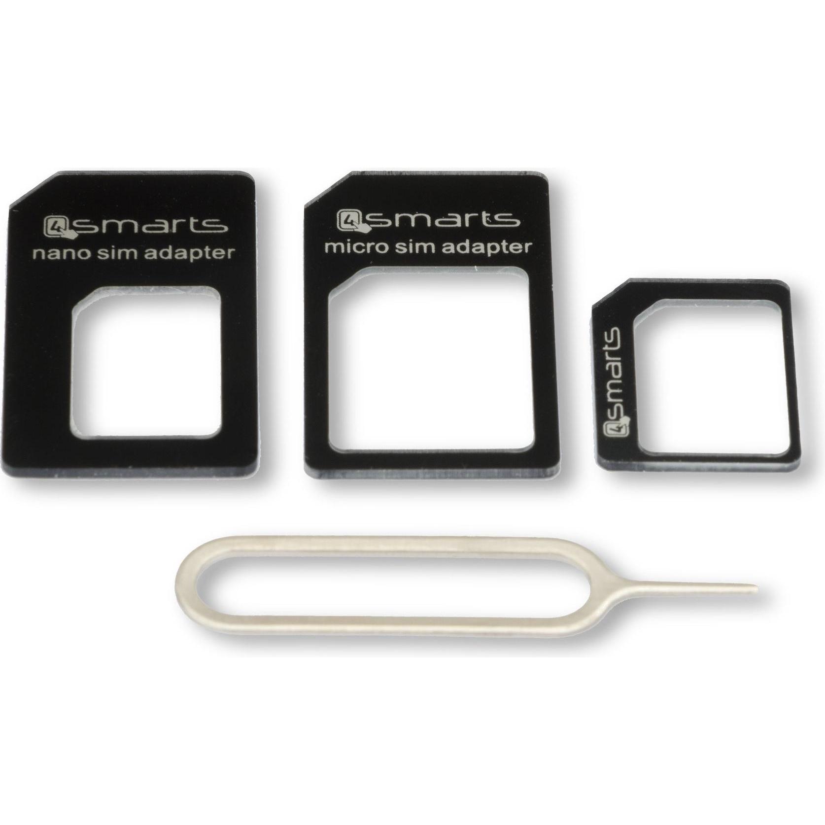 4smarts Universal SIM-Adapter Set 3 Stück, Weiteres Smartphone Zubehör, Schwarz