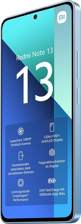 Produktbild Xiaomi Redmi Note 13 (256 GB, Ice Blue, 6.67", Hybrid Dual SIM, 108 Mpx, 4G)