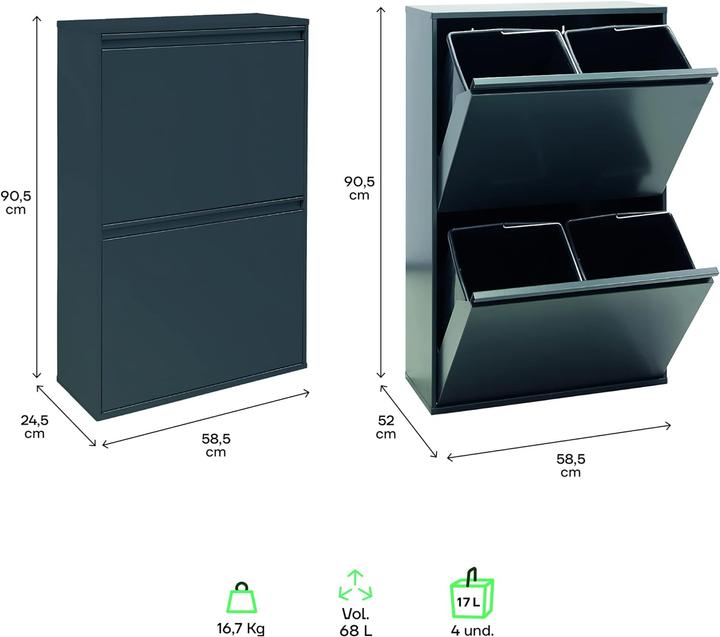 Image du produit Arregui Basic CR604-B Mülltrennsystem (68 l)