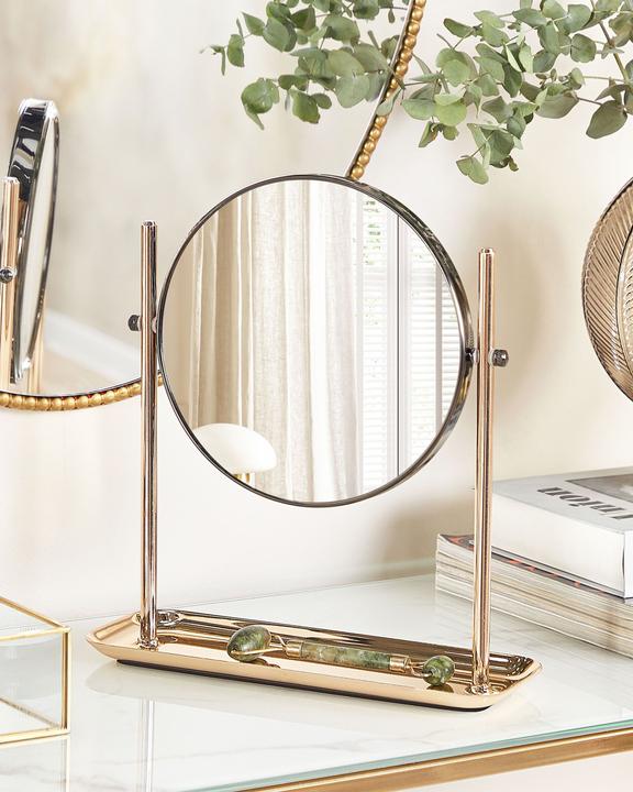 Actual product image Beliani Cosmetic mirror ø 20 cm gold / black FINISTERE