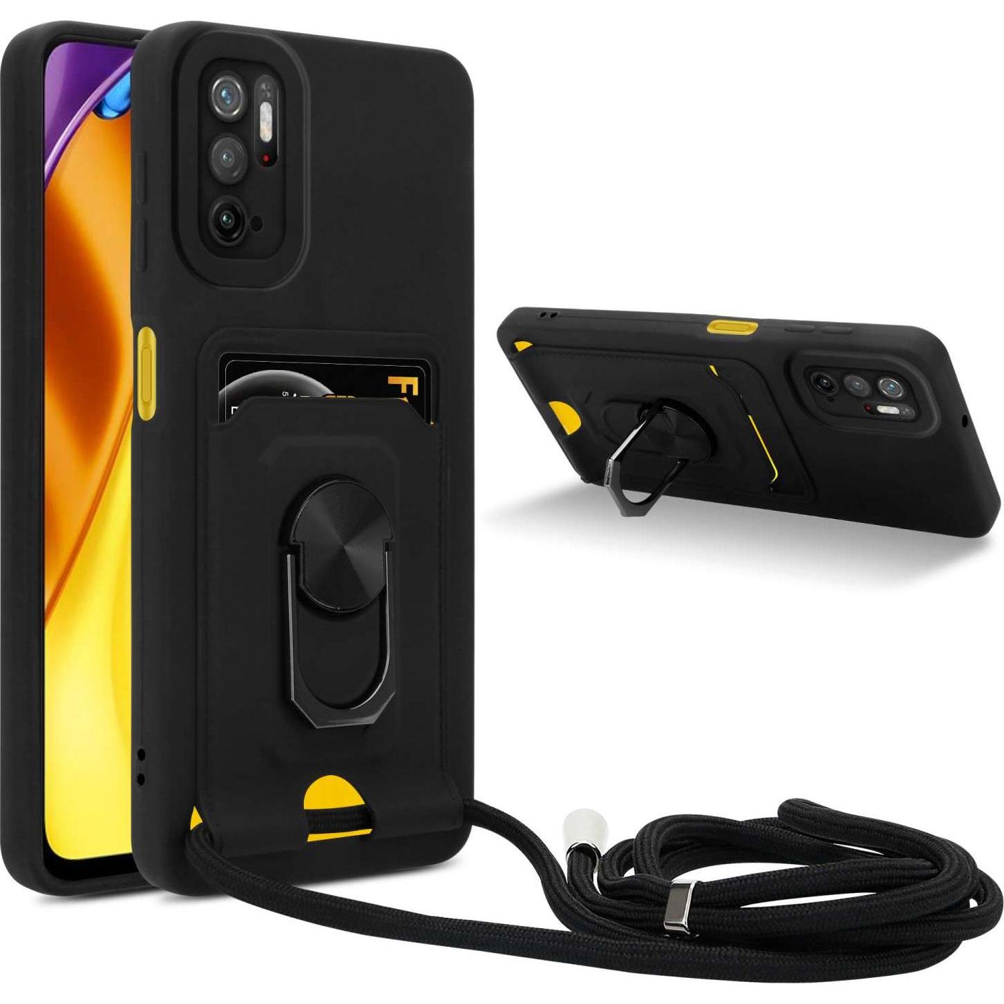 Cadorabo Handykette für Xiaomi RedMi NOTE 10 5G / POCO M3 PRO 5G mit Standfunktion, Handykette, Schwarz