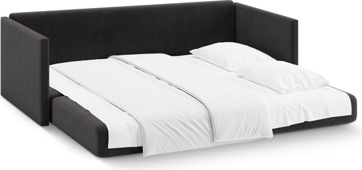 Actual product image Cosmopolitan Design Velvet Sofa With Bed Function, "Shannon", 3 Seats, Dark Grey, 209x94x87 Made in Europe (3-seater)
