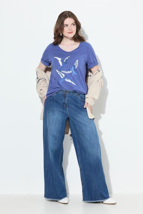 Produktbild Ulla Popken Jeans Mary, weites Bein, Fransensaum, Stretchdenim (52)