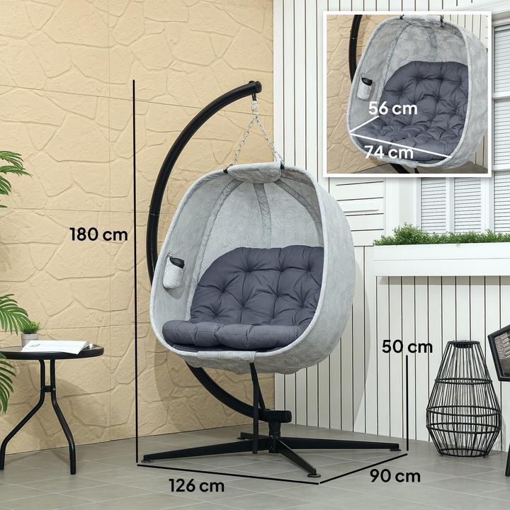 Produktbild Outsunny Hängesessel Stahl, Polyester Grau