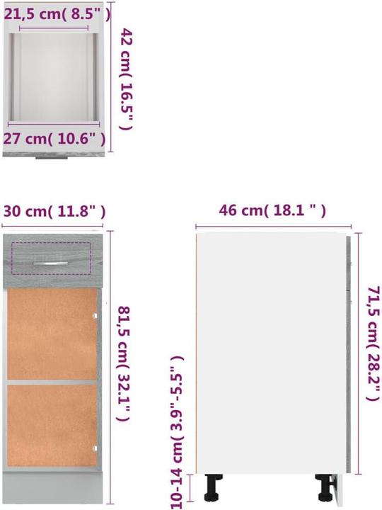 Produktbild vidaXL Küchenschrank (30 x 46 x 81.50 cm)
