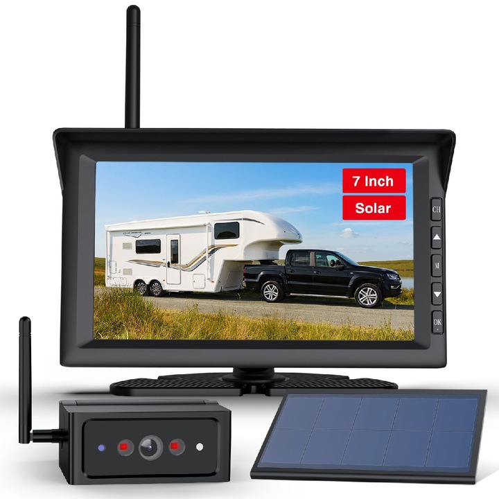 AutoVox Solar Rückfahrkamerasystem Wireless 7" 12/24V