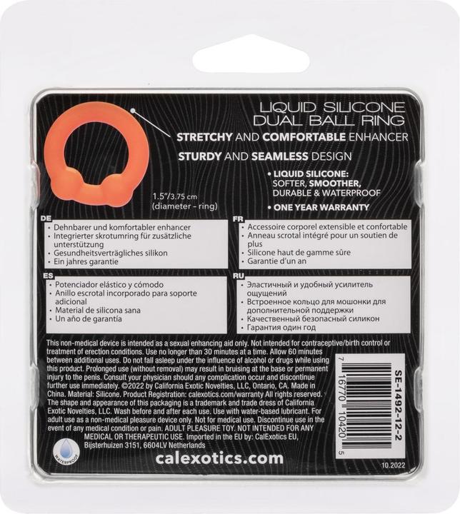 Actual product image CalExotics Alpha™ Liquid Silicone Dual Ball Ring (3.75 cm)