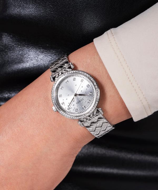 Immagine prodotto Guess P SLV CS W/ CRYS / SUN SLV GLITZ DL / P SLV BRCT W/ CRYS Orologio da polso (Orologio con pietra preziosa, 32 mm)