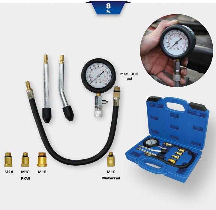 Image du produit Brilliant Tools Kit de testeur de compression pour moteurs à essence | 8 pcs.