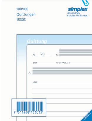 Produktbild Simplex Durchschreibebuch Quittungen Oneco (200x)