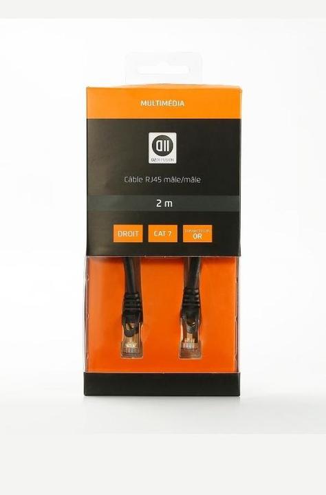 Image du produit D2 Diffusion C ble RJ45 droit couleur noir - 2m S/STP Cat 7 avec snagless et connecteurs en o (S/FTP, CAT7, 2 m)