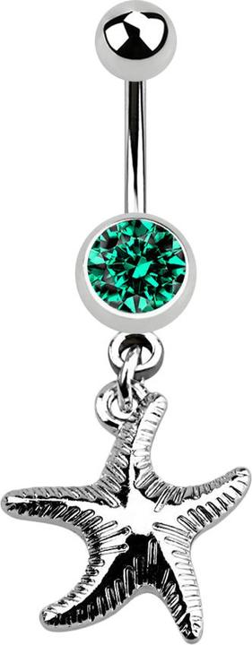 Produktbild Star Piercing Banane silber mit Anhänger Seestern türkis (ohne Messing, Chirurgenstahl 316L)