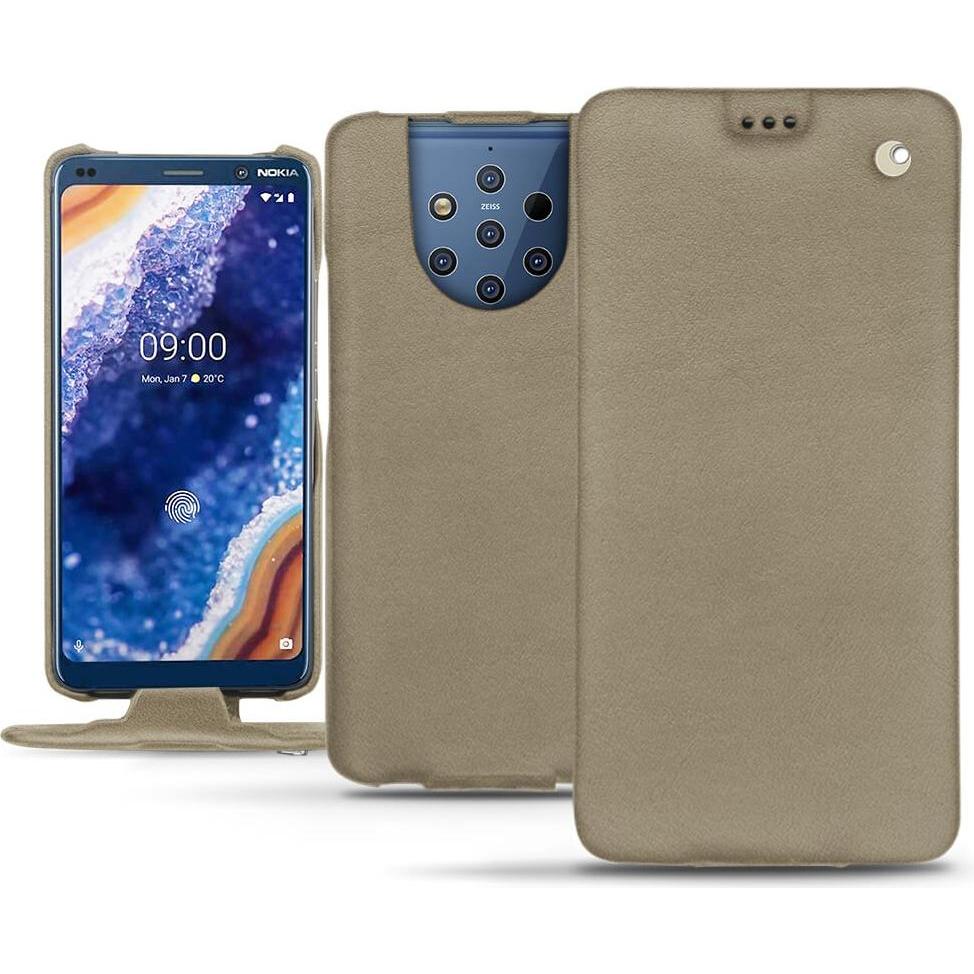 Noreve Lederschutzhülle vertikal (Nokia 9 PureView), Smartphone Hülle, Beige