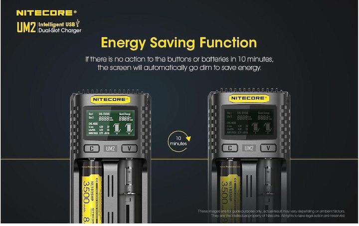 Image du produit Nitecore Chargeur USB UM2 (1 pcs, 14500, 16340, 18650, 26650, Chargeurs sans batterie)