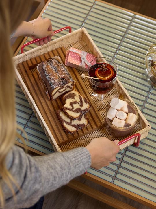 Produktbild Hübsch Splint Tablett Rot/Naturfarben