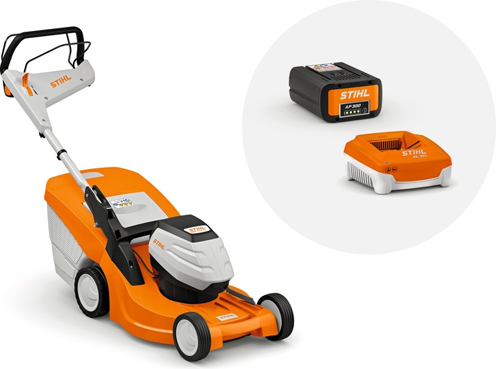 Produktbild Stihl Akku Rasenmäher RMA 448 PV mit Akku AP 300 S und Ladegerät AL 301 (Akkubetrieb)