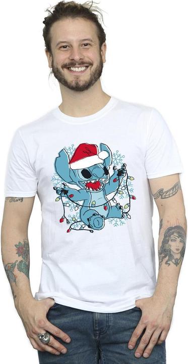 Produktbild Disney Lilo And Stitch Christmas Lights Sketch TShirt (L)