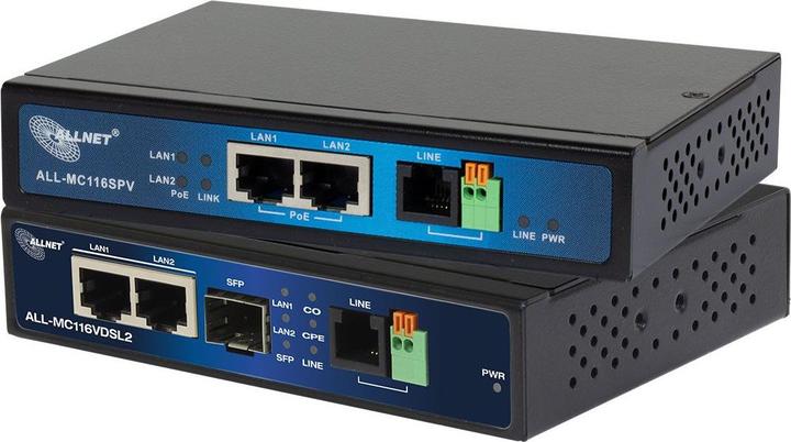 Allnet VDSL2 Punkt-zu-Punkt-Bundle via 2-Draht unmanaged "ALL-MC116VDSL2+ALL-MC116SPV" Master & Slav