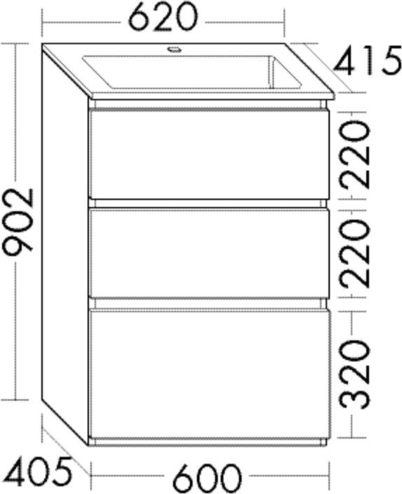 Immagine prodotto burgbad Lavabo in getto minerale Lin20 colore bianco lucido incluso mobiletto profondità 415 mm 3 c