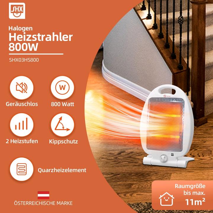 Produktbild SHE 03HS800 Quarz-Heizgerät 15 m² Weiss (03HS800) (800 W)
