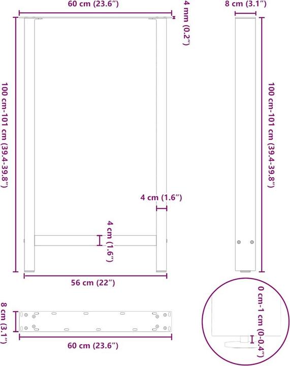 Actual product image vidaXL Bartischbein