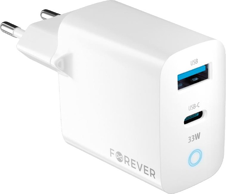 Produktbild Forever TC-06-33AC GaN PD QC Ladegerät 1x USB-C 1x USB 33W weiss (33 W)