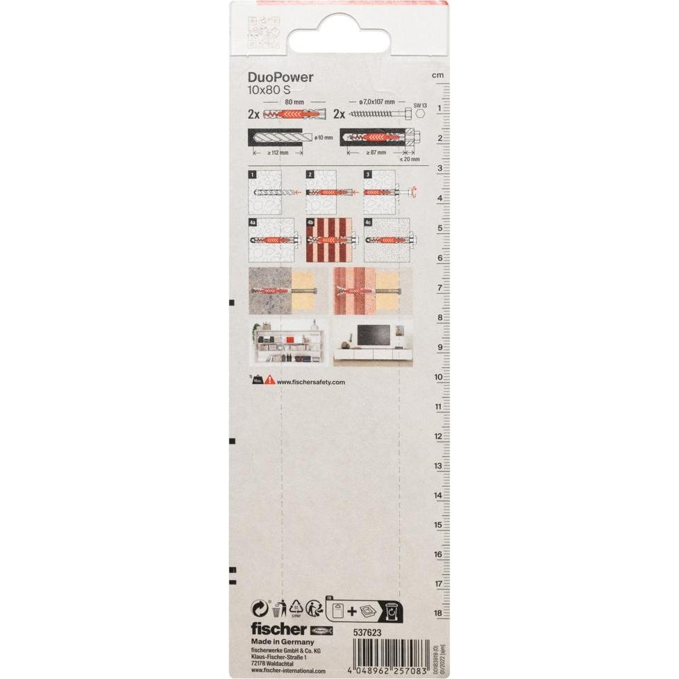 Thumbnail - Fischer, Dübel, DuoPower 10x80 S K (2) (2 Stk.)