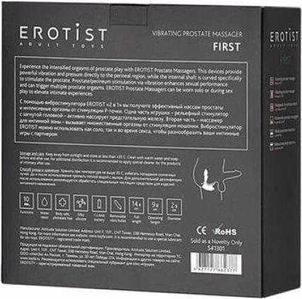 Actual product image Toyfa EROTIST Erster Prostatastimulator, Silikon, schwarz, 14,4 cm