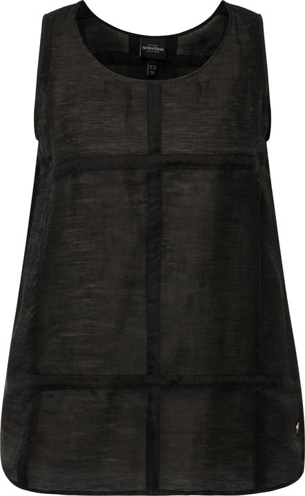 Immagine prodotto Ulla Popken Top smanicato in misto lino con quadri, trapuntatura e scollo rotondo (54)
