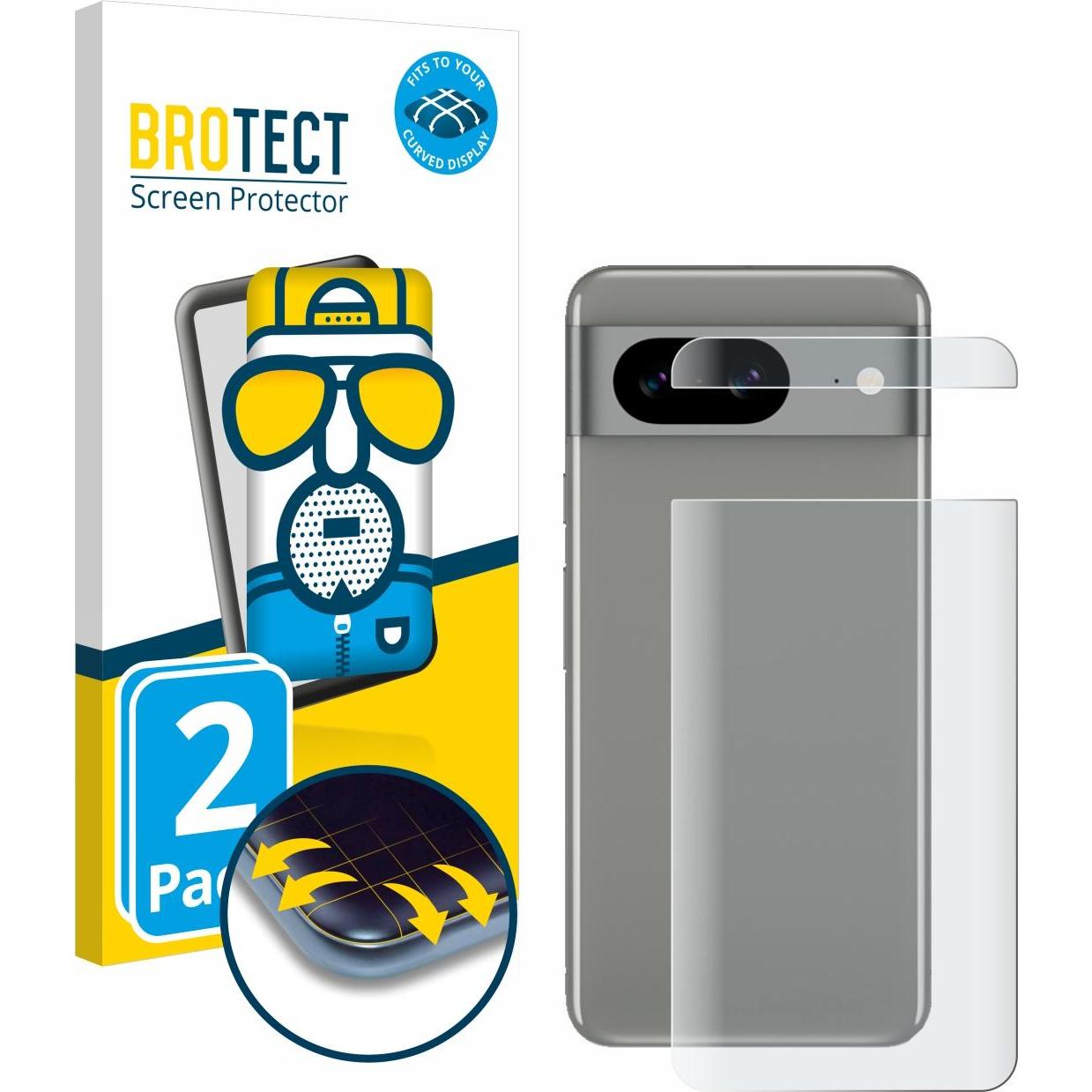BROTECT Full-Cover Displayschutz Matt (2 Stück, Google Pixel 8), Smartphone Schutzfolie, Grau