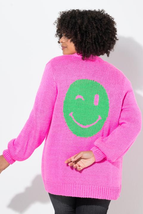 Produktbild Angel of Style Strickjacke, Straight Fit, Neon-Smiley auf dem Rücken (50, 52)