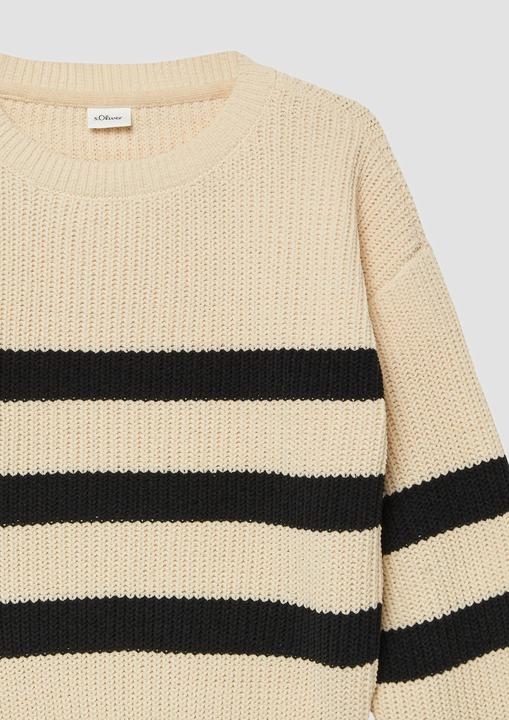 Produktbild s.Oliver Strickpullover Gestreifter Chenille Pullover im Loose Fit mit Rundhalsausschnitt (170, 176)
