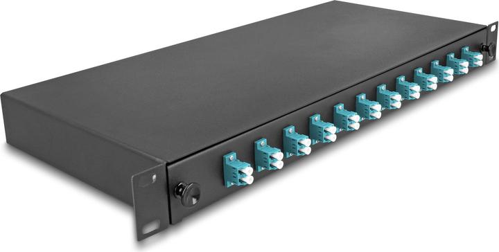 Actual product image Delock 19? Fibre optic splice box 12 x LC duplex OM3 1U completely equipped ready to splice
