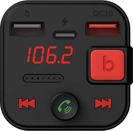 Actual product image Savio FM Transmitter Bluetooth 5.3 QC 3.0 Charger LED Display Bass Boost TR-15 schw