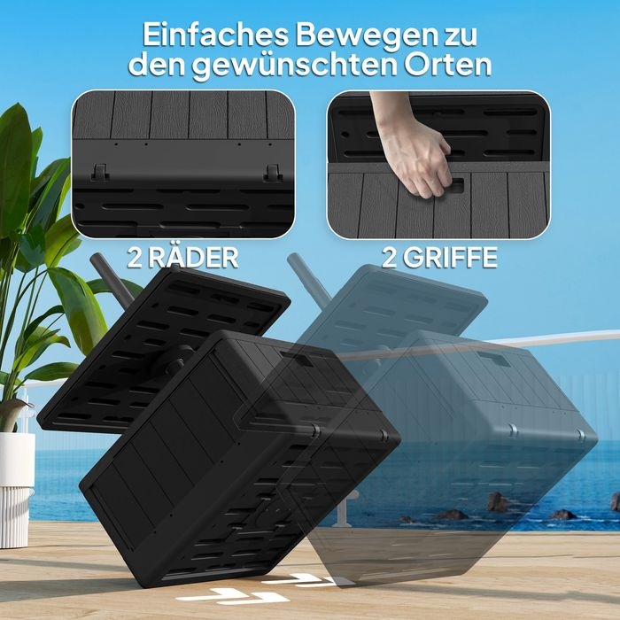 Produktbild Swisshandel24 3in1 Sonnenschirmständer 80 kg befüllbar, Bepflanzbar, Rollen, Ø38/48 mm, Schwarz