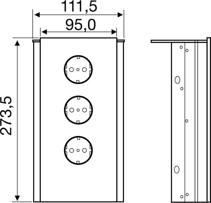Produktbild Wipo Power Eck G Edelstahl/Glas weiss, 3x Schukosteckdose