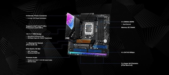 Productafbeelding AsRock B860M Lightning WiFi DDR5 Intel S kleinhandel (LGA 1851, Intel B860, Micro ATX (mATX))