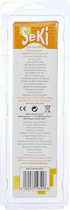 Actual product image Seki Grande (Universal remote control, Infrared)