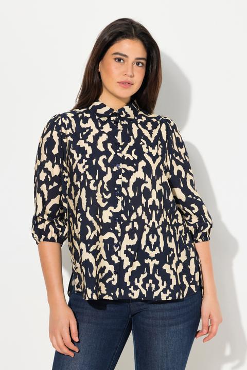 Immagine prodotto Ulla Popken Blusa dal taglio oversize e più lunga sul retro con collo da camicia e maniche a 3/4 (54)