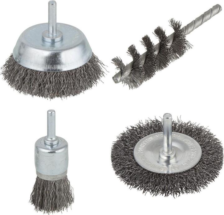 Produktbild wolfcraft 1 Stahldraht-Bürsten-Set 4-tlg., S=6mm